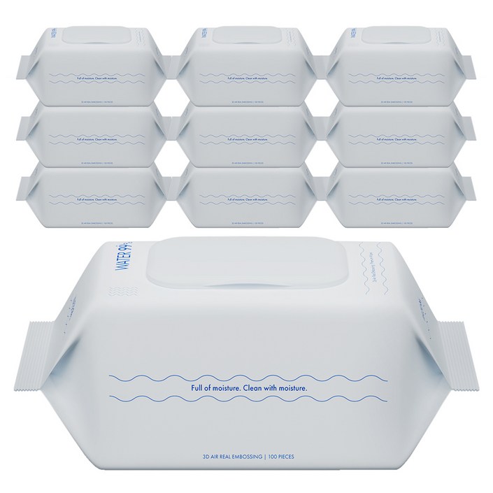 워터 99 초순수 저자극 아기물티슈 베이직 캡형, 50g, 100매, 10개