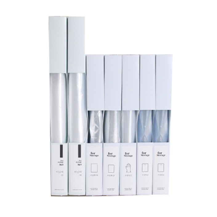 리빙해피 접이식 비닐봉투 케이스 베이직 세트 일반형 5p + 와이드형 2p 화이트