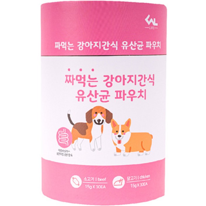 씨엔앨 라이프 짜먹는 강아지간식 파우치 영양제 소고기 30p + 닭고기 30p