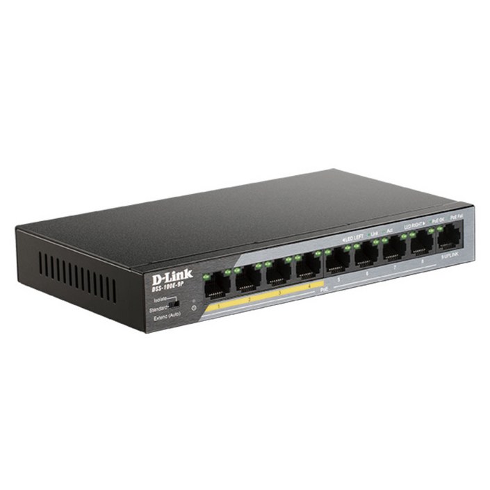 디링크 8포트 PoE + 1포트 스위칭허브, DSS-100E-9P