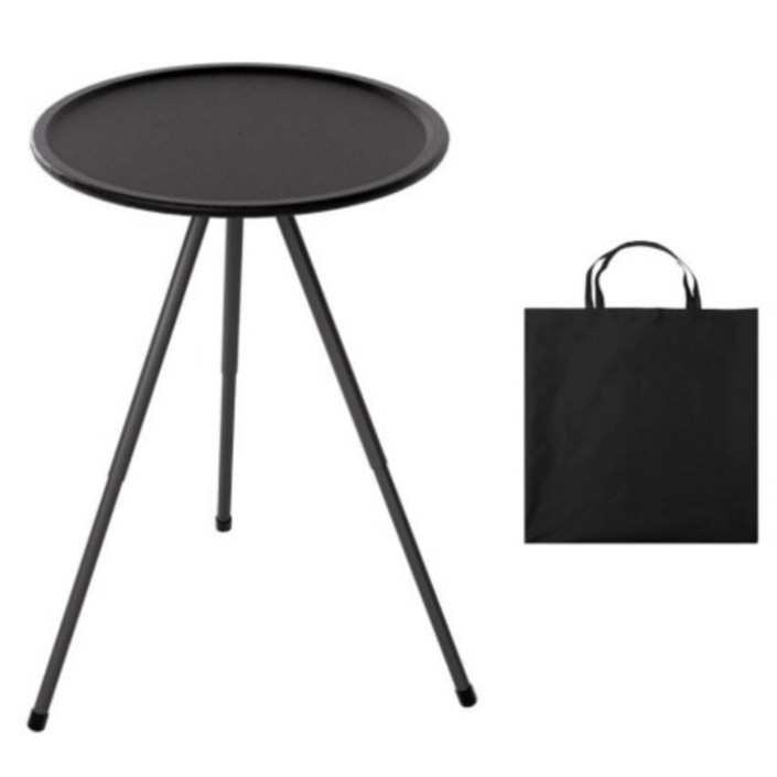 와이에스컴퍼니 높이조절 초경량 캠핑 원형 보조테이블 + 보관 가방 세트