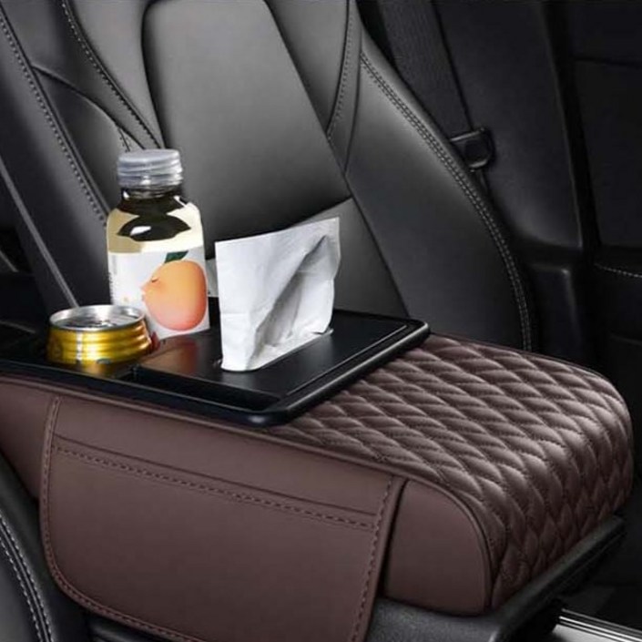 카에버 공간 간섭 제로 올인원 콘솔 수납 커버 쿠션, 모카 브라운, 전체 차량 호환 가능