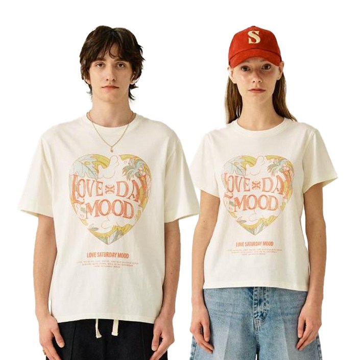 세터 남녀공용 러브 데이 무드 오션 그래픽 반팔 티셔츠