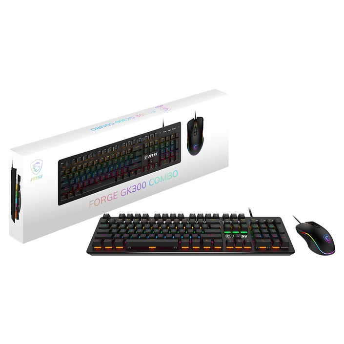 MSI FORGE 유선 키보드 마우스 세트 GK300 COMBO, 혼합색상, GK300 COMBO, 기계식 청축