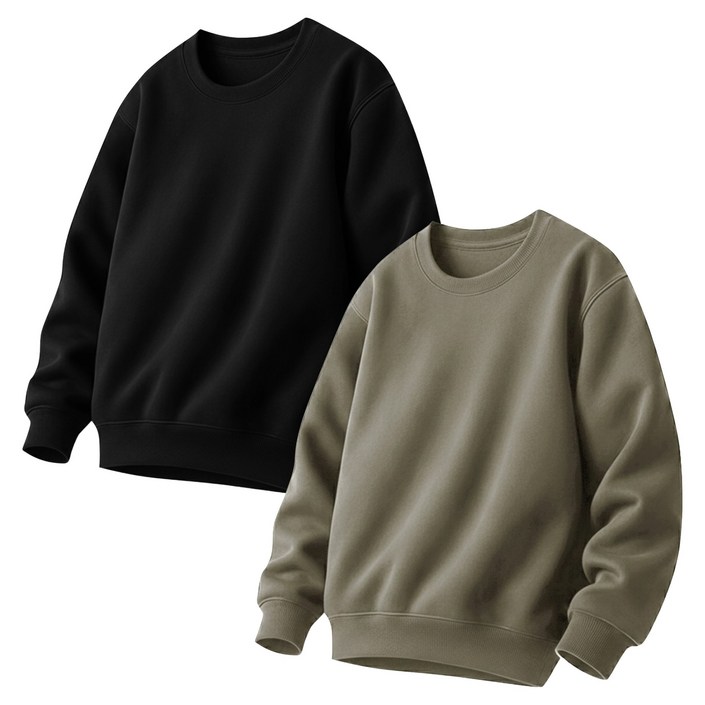 맨인모드 남녀공용 미니멀 세미 오버핏 맨투맨 2종 세트 D0512