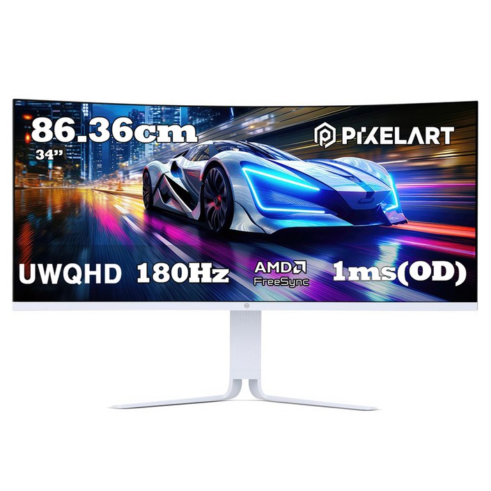 픽셀아트 UWQHD 180Hz FAST VA 패널 1ms 게이밍 커브드 모니터 화이트, 86.36cm, X3418W(무결점)