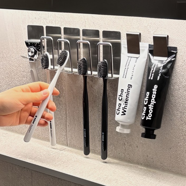 홈튜디오 2세대 올 스텐 칫솔걸이 4인 세트, 스테인레스, 1세트