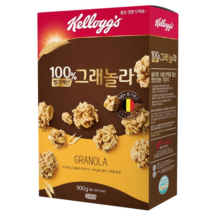 켈로그 100 벨기에산 그래놀라 시리얼, 900g, 1개