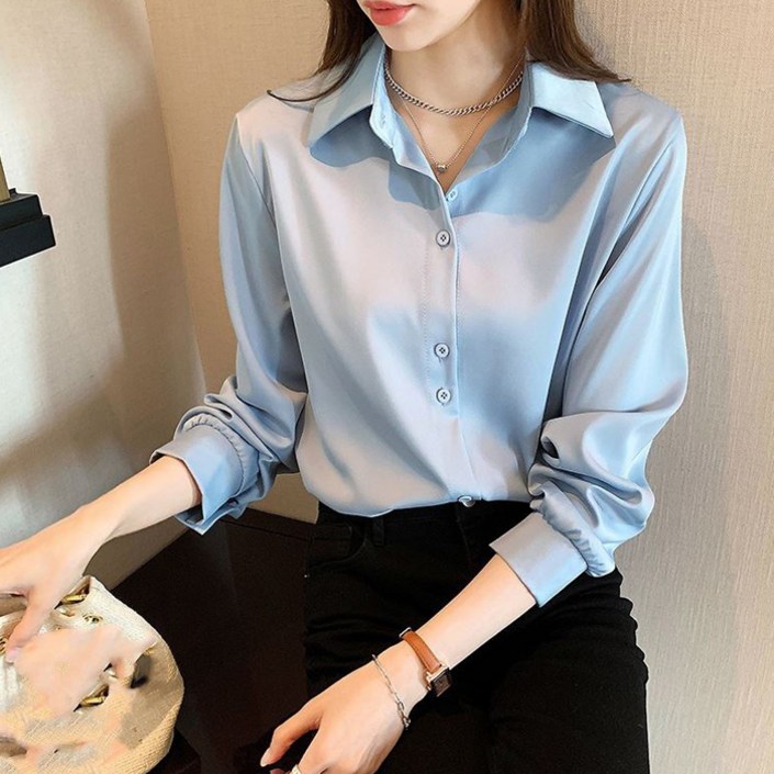 양놀 여성용 브이넥 카라 쉬폰 셔츠 블라우스
