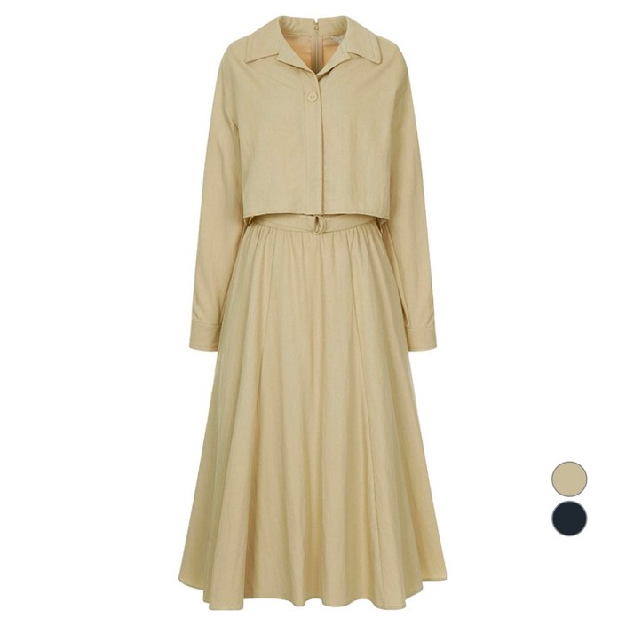 올리브데올리브 여성용 벨티드플레어 원피스