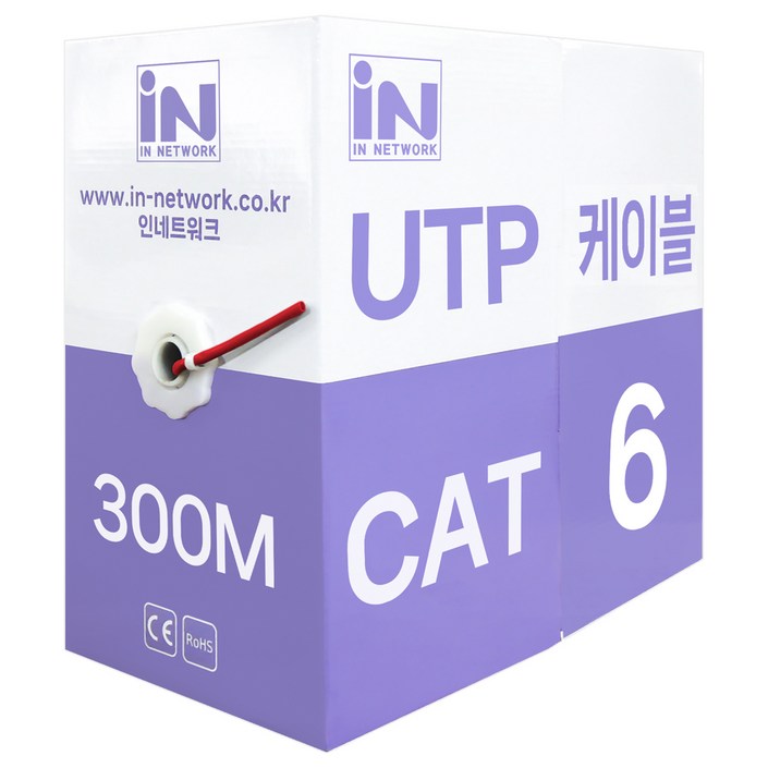 인네트워크 CAT.6 제작용 랜케이블, 레드, 1개, 300m