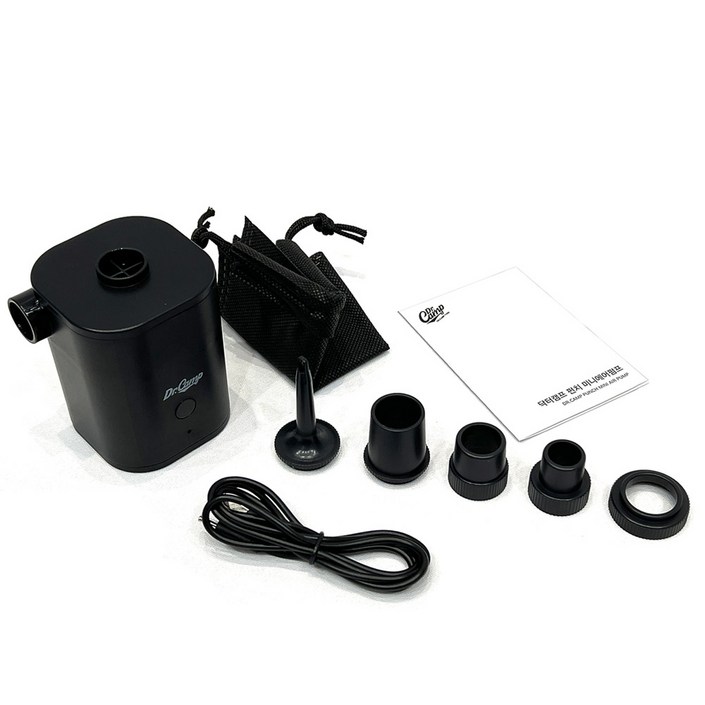 닥터캠프 휴대용 미니 소형 전동 무선 에어펌프 세트, 블랙