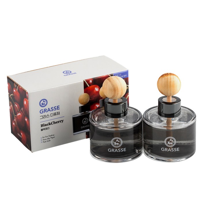 불스원 그라스 디퓨저 95ml, 2개, 블랙체리