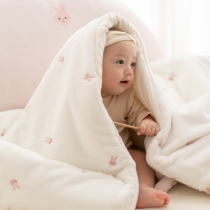 아리베베 유아용 극세사 자수 모달 양면 밍크 차렵이불