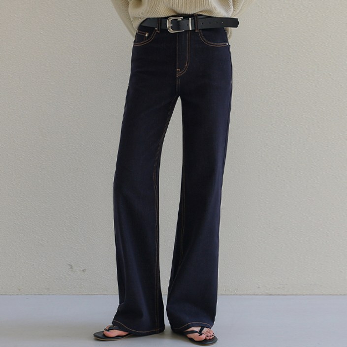 시크폭스 여성용 보이렌 논페이드 생지데님 부츠컷 팬츠 53DP659