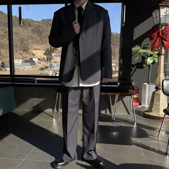 머시따 남성용 스탠다드 오버핏 싱글 수트 상하의 세트