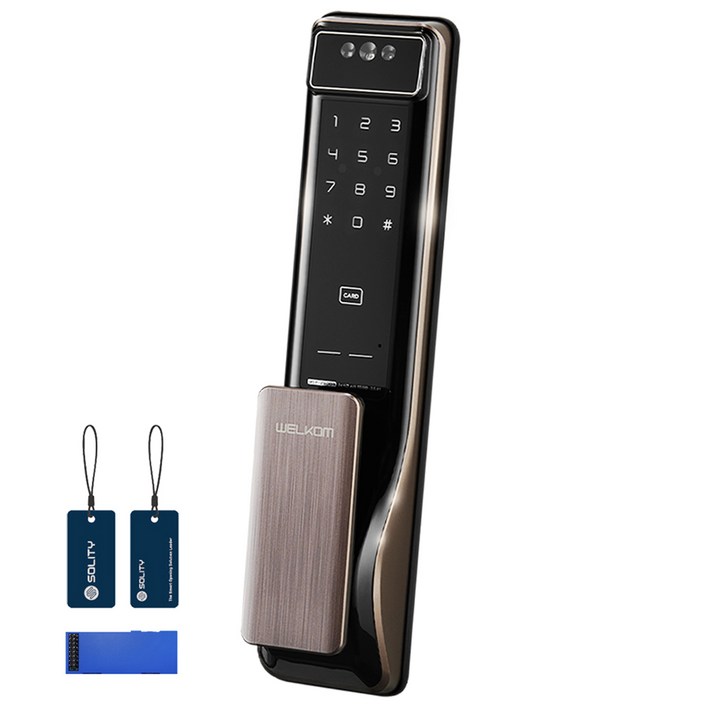 솔리티 웰콤 얼굴인식 푸시풀 디지털 손잡이 있음 도어락 WSP2900A  블루투스 모듈  카드키 2p 세트