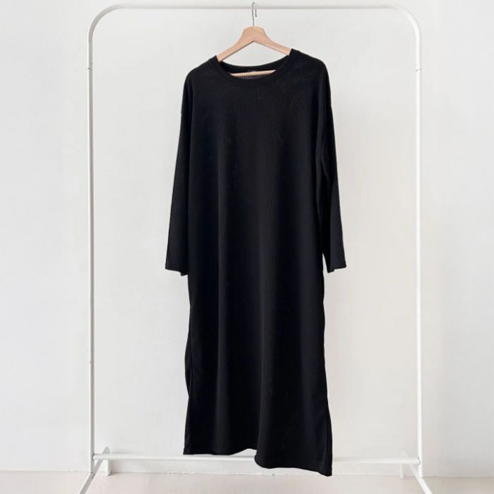 라라온 심플 라운드넥 골지 롱 원피스 TSP3073