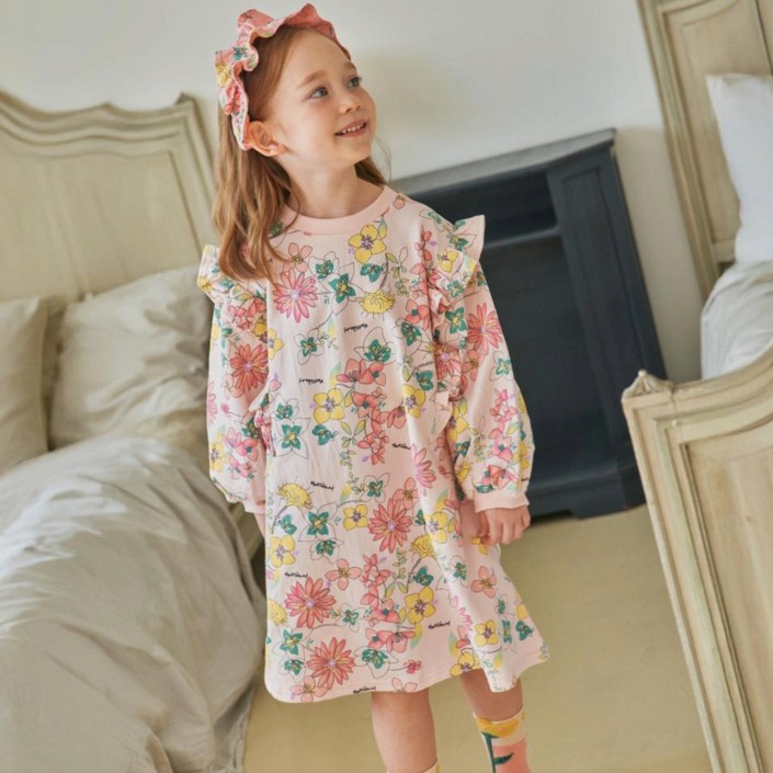 마틸다엔와이 여아용 디얼 리본 면 원피스