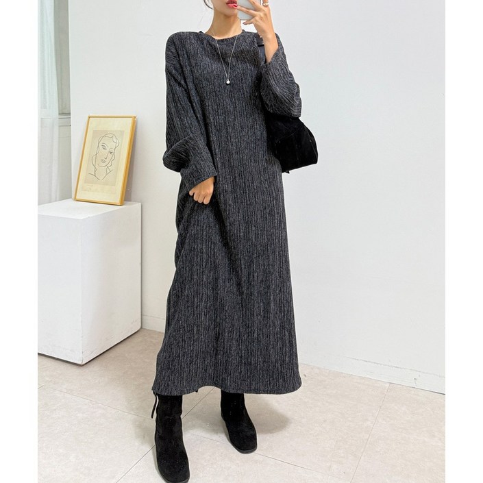 (빅사이즈 ok) 플리츠 탄탄 보들 보카시 오버핏 맥시 롱 원피스 3color