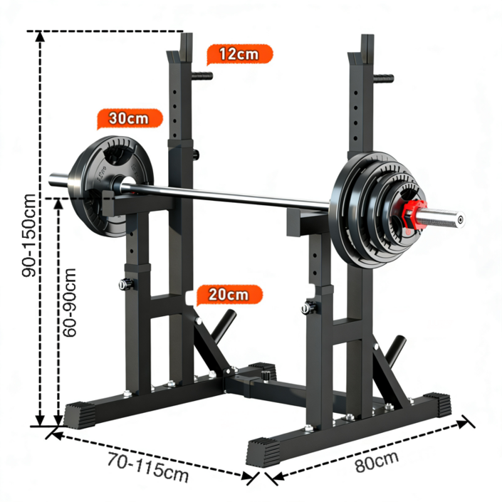 스쿼트랙 하프랙 파워랙 일체형 분리형 헬스 운동기구, 검정색