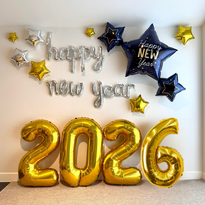 2026 풍선세트 신년행사 포토존 해피뉴이어 2026풍선 포토존 송년 새해행사 필기체 3번