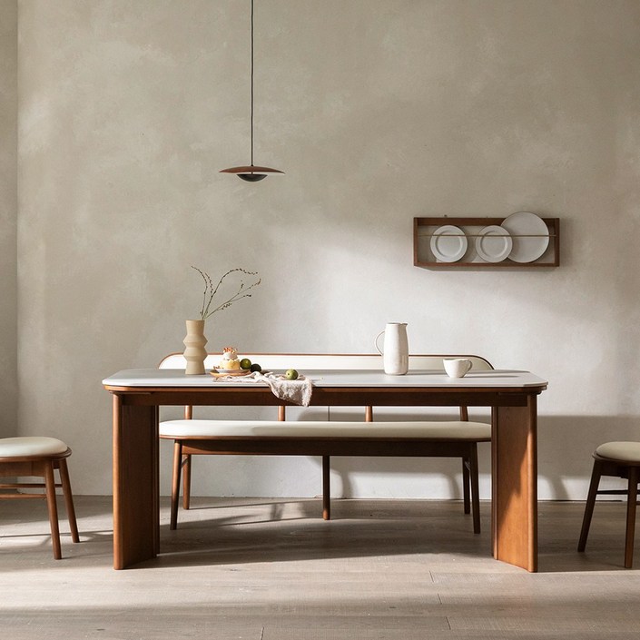 라움에스알 오스틴 양면 세라믹 식탁 테이블 원목 4인용 1600 월넛