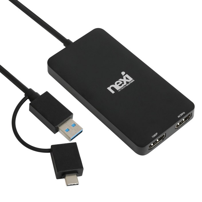 넥시 USB 3.1 TypeC  USB 3.0 to Dual HDMI 컨버터 NX1316, 1개