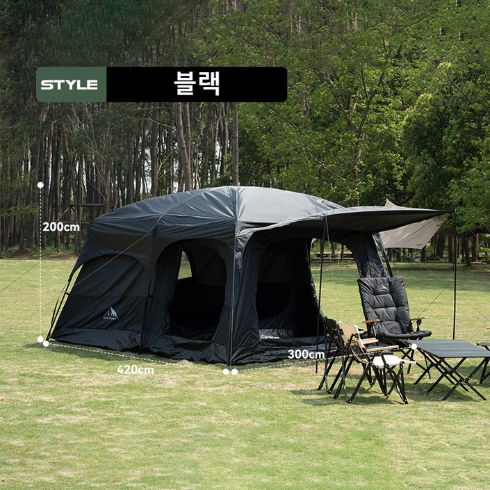프란다스 대형 돔 텐트 812인용 가족 캠핑 그늘막 글램핑, 블랙, 56인 프란다스 대형 돔 텐트 812인용 가족 캠핑 그늘막 글램핑, 블랙, 56인