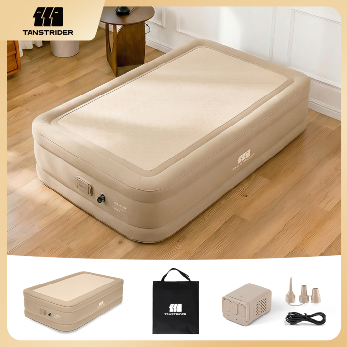 TANSTRIDER 최신상 에어텐셀침대 에어매트 내장형 단단한 매트리스 캠핑용 텐셀 냉감 에어매트 내장전동펌프 텐셀 냉감 매트리스 더블 퀸 캠핑 홈캠핑