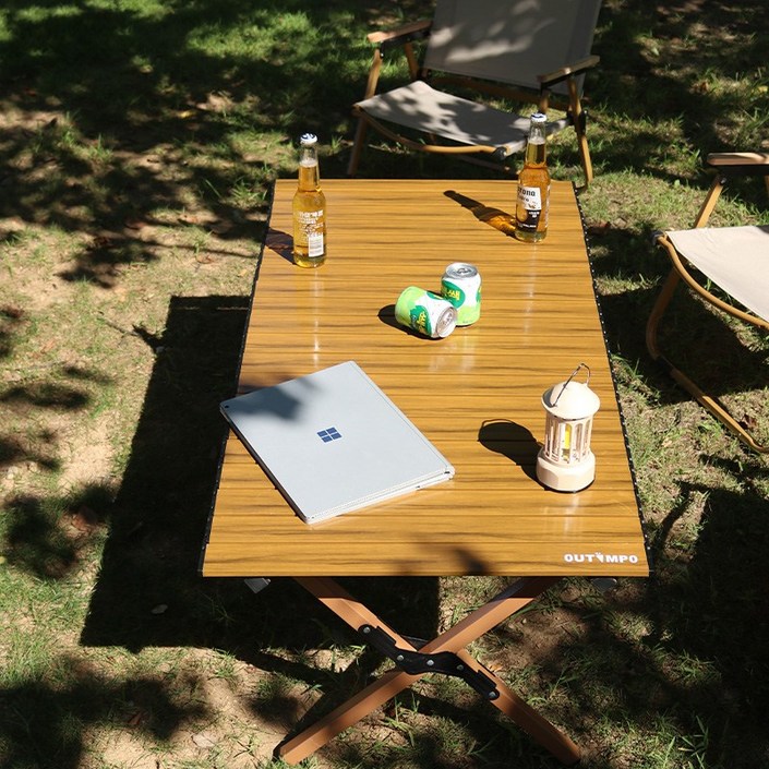 한정 재고정리 접이식 캠핑 테이블 120 90CM, 나뭇결