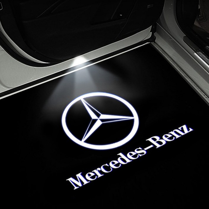 TKB 벤츠 로고 LED 도어라이트 3D유리가공, 단일색상, 1세트