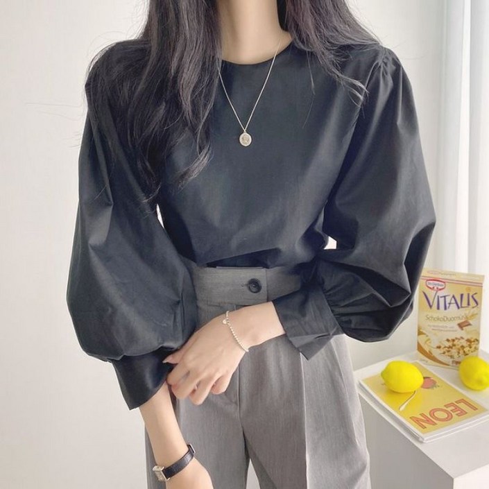 루스리더 여성 라운드 셔링 벌룬 블라우스 RZS7