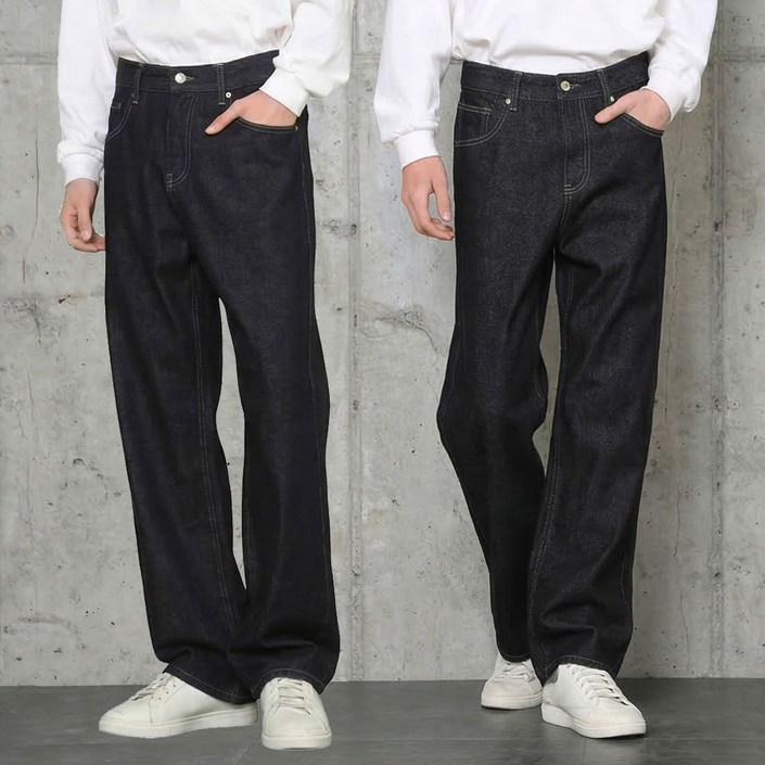 남자 청바지 세미와이드 논페이드 2컬러 생지데님