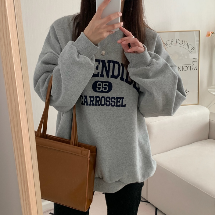 국내생산 면 100 하르린 루즈핏 코튼 쭈리 여성 맨투맨 긴팔