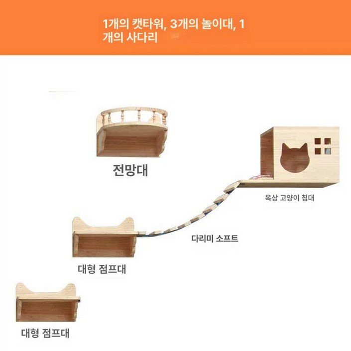 고양이벽선반 원목캣타워 캣워커 벽하우스 벽걸이 야옹이