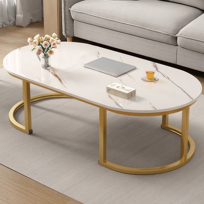 YAPOGI 가정용 대리석 무늬 우드 모조 세라믹 거실 테이블 수동 설치