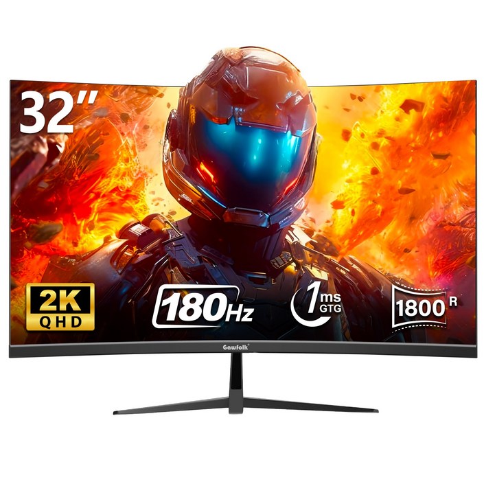 32인치 2K 울트라 와이드 1800R 커브 게이밍 모니터, QHD 180Hz 고사속, UHD 160Hz 4K, 16:9 비율로 경쾌한 게임 경험 제공