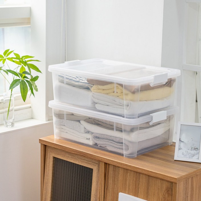 창신리빙 심플스텝리빙박스 25L 화이트반투명 380 x 550 x 185