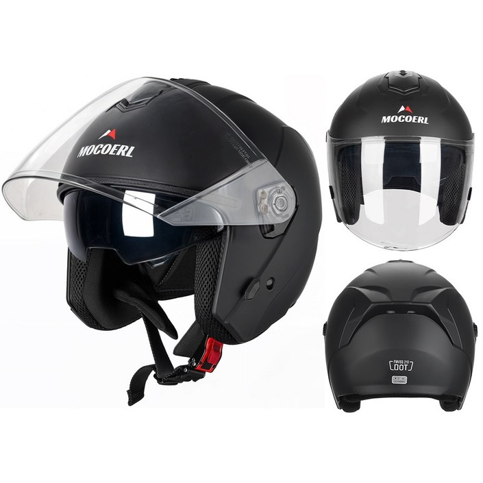 Mocoerl 오토바이 헬멧 썬바이저 내장 유럽ECE인증 KC인증 오픈페이스 초경량 바이크헬멧 3/4