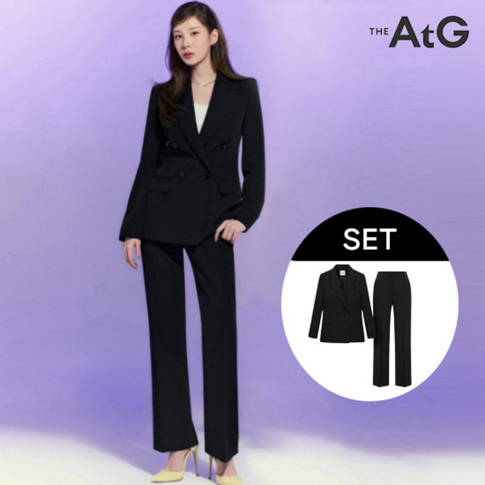 SET 더엣지 자켓팬츠 여성 솔리드 더블 수트 셋업 WYBJ2G01SET