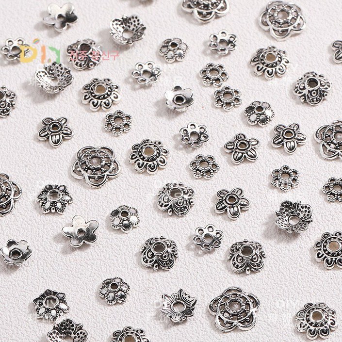 DIY 액세서리 앤티크 실버 아일렛 펀칭 플라워 캡 비드 비즈 비즈 브릿지 팔찌