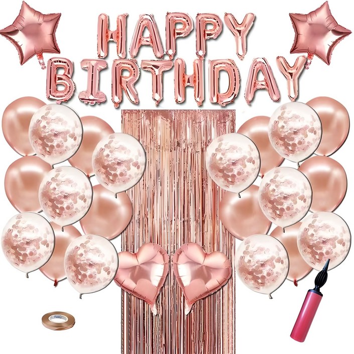 뷰라뷰 생일 파티 풍선  손펌프  풍선테이프 세트