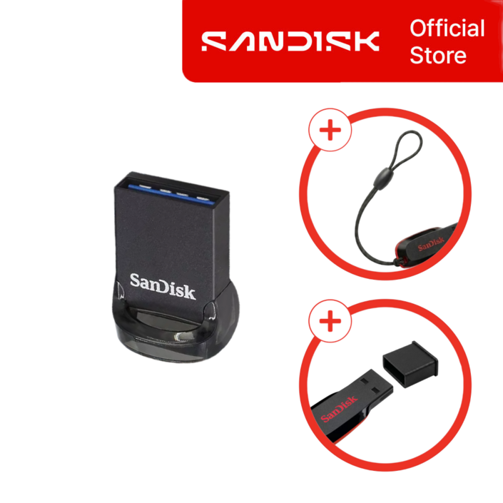 샌디스크 공식판매처 초소형 USB CZ430 울트라 핏 보호마개고리줄, 1개, 64GB