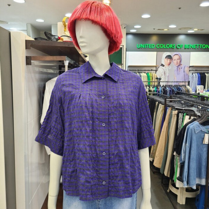 베네통 체크반팔블라우스BABL76331DK1288262