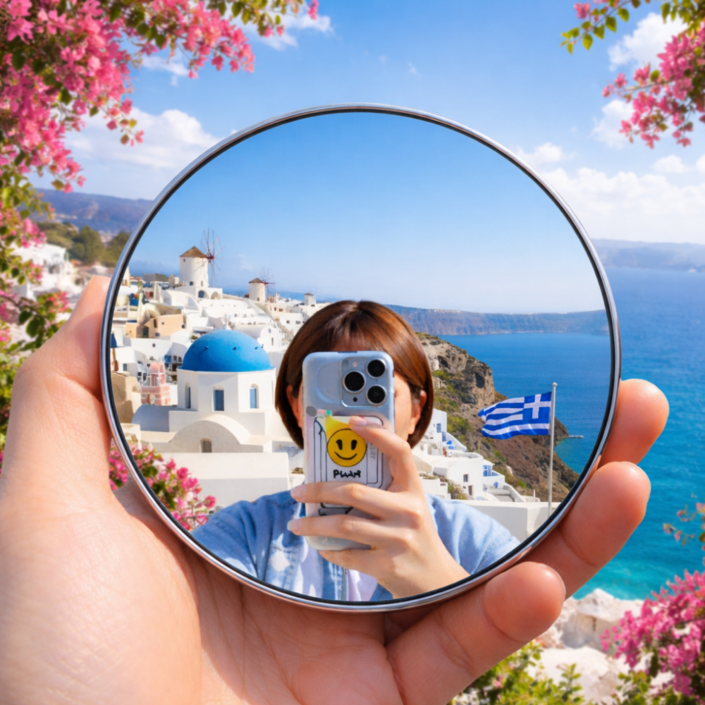 라온메이드 셀카용 미니 볼록거울 휴대용 감성 셀카 미러 9.5cm