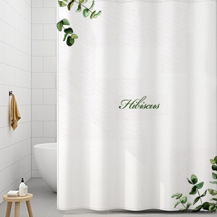 코팅블루 설치쉬운 무타공 방수 욕실 샤워커튼커튼링세트, 1세트, 08.그린다이어리