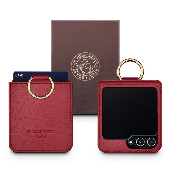 갤럭시 Z플립5 케이스 이태리 천연가죽 힌지보호 카드수납 링 지플립5 돌체