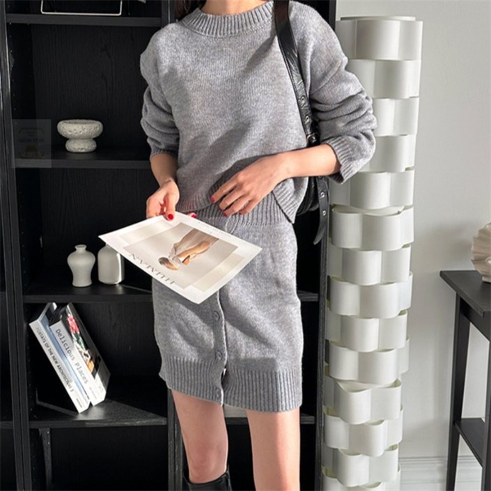 끄니스토어 투피스 니트 세트 치마코디 여성스커트