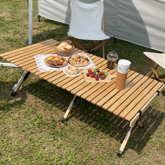 알래스카블랙 캠핑 우드 롤 테이블